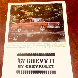 67 Chevy II  Sales Brochure  collectible retro 1960s cars memory lane man cave  gift  advertisement vintage sports models  sedans  14 pages
