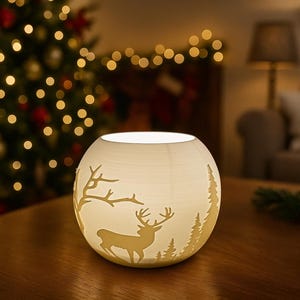 Reindeer Candle Holder STL – 3D Printable Winter Forest Decor | Cozy LED Christmas Light