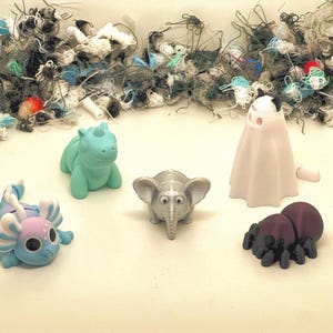 Schattige Flexi Animal STL Set – Eenhoorn, Kattenspook, Olifant, Axolotl & Mini Spin