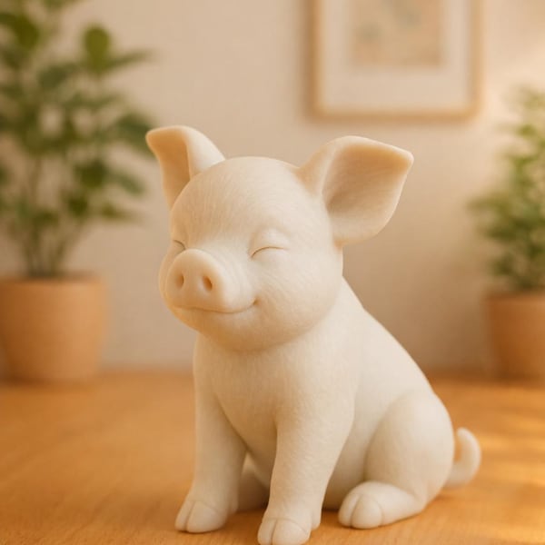 Pig Figurine STL – 3D Printable Cute Pig for Painting & Home Decor
