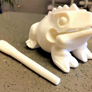 3D Printable Frog Guiro STL – Sound Frog with Stick for Percussion Fun