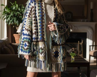 Edgy tassel deatailed design cardigan