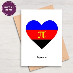 Carte de fierté polyamoureuse LGBTQ+, carte d'affirmation de drapeau coeur queer, imprimable numérique à télécharger PDF
