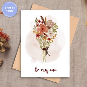 Tarjeta del Día de la Madre para la abuela, diseño floral de flores silvestres secas en tonos pastel de Cottagecore, tarjeta del Día de la Madre para la niñera, PDF imprimible digital