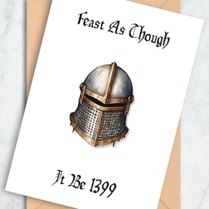 Medieval Knight Helmet Card | Funny Renaissance Party Greeting | LARP and Roleplay Gift | Printable Digital Card | Birthday or Celebration