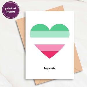 Carte de fierté abrosexuelle LGBTQ + Abro, carte d'affirmation de drapeau coeur queer, imprimable numérique en téléchargement PDF