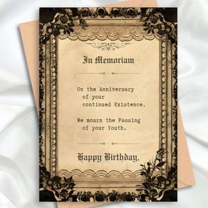 Goth Birthday Card | Victorian Vintage Halloween Printable Birthday Card | Dark Academia & Dark Cottagecore | Dark Humor Digital Card