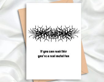 Tarjeta de cumpleaños de death metal / Regalo de cumpleaños de heavy metal / Tarjeta de cumpleaños divertida de metalero / Logotipo de banda ilegible / Tarjeta digital imprimible
