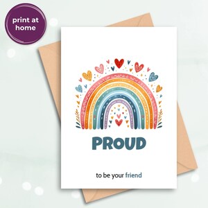 Carte de fierté d'un ami à un ami LGBTQ+, carte d'affirmation queer pour la famille choisie, imprimable arc-en-ciel numérique téléchargement PDF