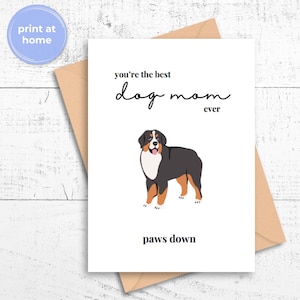 Karte vom Berner Sennenhund, Minimalistische Berner Hundemama Muttertagskarte, Beste Hundemama aller Zeiten, glücklicher Muttertag vom Hund, PDF