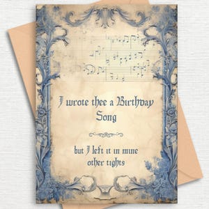 Medieval Birthday Card | Funny Renaissance Birthday Card | Bard Greeting Card for LARP Gift or Role Playing Party | Printable