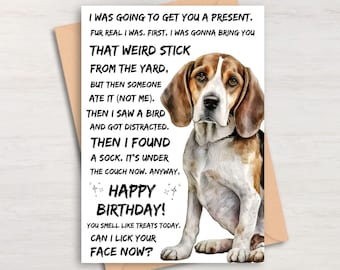 Funny Beagle Birthday Card | Printable Greeting Card from the Dog | Dog Mom or Dog Dad Gift | Digital Card for Dog Lover | Quirky Pet Card