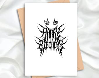 Tarjeta de cumpleaños de heavy metal / Tarjeta de cumpleaños con el logotipo de una banda de death metal / Regalo genial para metaleros / Descarga digital imprimible en PDF de metal
