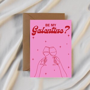 Galentine-Tageskarte: Sei mein Galentine? | Rosa & rote druckbare Karte | Perfekt für Freunde | Druckbare Karte | Bearbeitbarer digitaler Download
