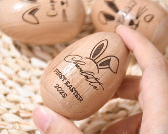 Personalized Wooden Easter Egg Shaker, Easter Musical Egg, First Easter Gift, Easter Egg Rattle, Easter Decor Keepsake, Baby Easter Gift