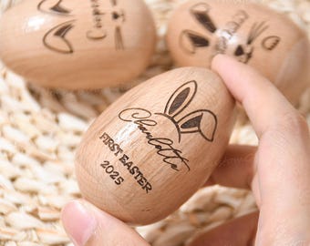 Personalized Wooden Easter Egg Shaker, Easter Musical Egg Shaker, First Easter Gift, Baby Easter Rattle, Easter Decor Keepsake, Baby Gift