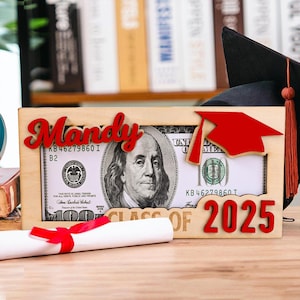 Porte-monnaie en bois pour l'obtention du diplôme, cadeau de remise des diplômes personnalisé, cadeau de lycée de la promotion 2025, cadeau pour les lycéens, cadeau de remise des diplômes