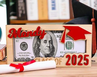 Wooden Graduation Money Holder, Personalized Graduation Gift, Class of 2026 High School Gift, Gift for High School Senior, Graduation Gift