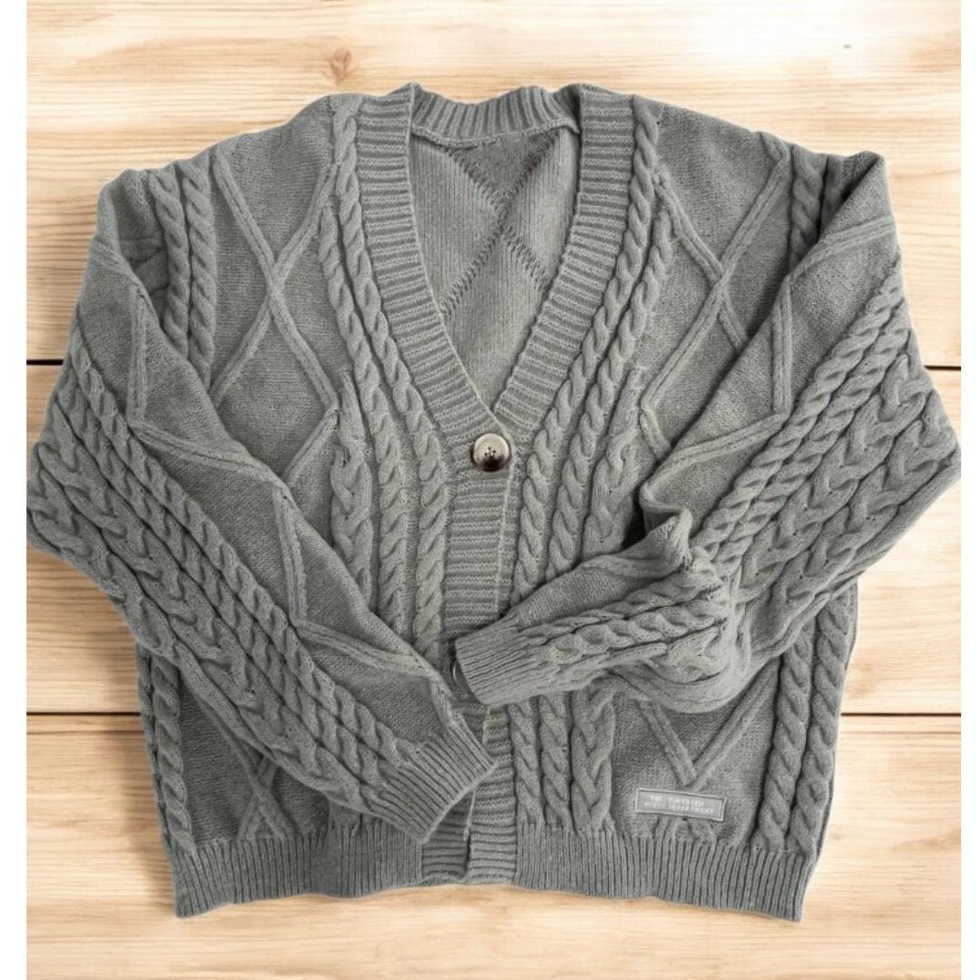 Gray Cardigan Women, Winter Sweater For Women, V Neck Sweater Women - Gift For Her