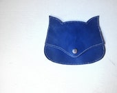 Blue  laether  Fox pouch, fox coin purse, wallet