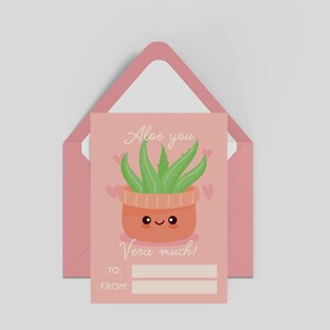 Cartão de Dia dos Namorados para Sala de Aula de Planta de Aloe Download Digital