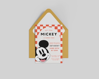 Mickey Mouse Birthday Party Editable Digital Invitation Template