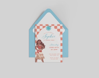 Moana Princess Birthday Party Editable Digital Invitation Template