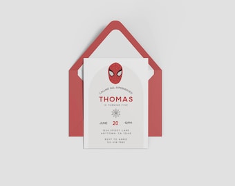 Spiderman Birthday Party Baby Shower Editable Digital Invitation Template