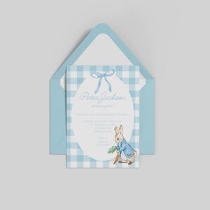 Peter Rabbit Bunny Birthday Party Baby Shower Editable Digital Invitation Template