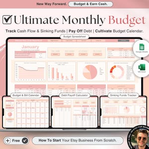 Monthly Budget Spreadsheet Bill Tracker Expense Tracker Savings Tracker Google Sheets Budget Planner Financial Planner Excel Budget Template