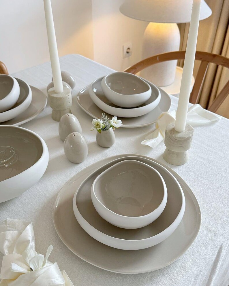 Porcelain Dinnerware Set for 6 – 24 Piece Modern White Plates and Bowls | Minimalist Tableware Gift | Reactive Glaze Porcelain image 7