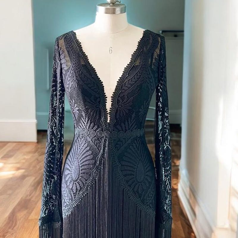 Black Lace Wedding Dress Etsy