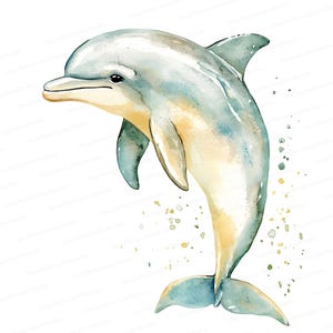 10 Dolphin Watercolor Art | Realistic Marine Life Illustration JPG | Digital Download for Creative Projects | 300 DPI