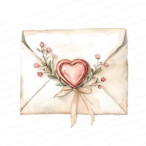 10 Aquarell Liebesbrief Clipart | Romantische Valentinstag Kunst | Digitaler Download für DIY Hochzeits- und Liebesprojekte JPG