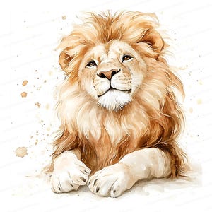 10 cliparts de lion aquarelle | Roi majestueux de la jungle | Art à téléchargement numérique pour projets de bricolage, JPG