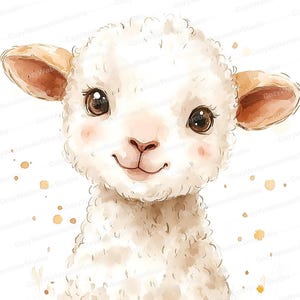 Watercolor Lamb Clipart Set: Baby Shower & Nursery Art (JPG Download) image 5