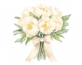 Watercolor Peony Bouquet Clipart: Elegant Floral Art (Digital Download)