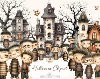 34 Halloween Clipart | Creepy Kids, Haunted House, Spooky Gothic PNG