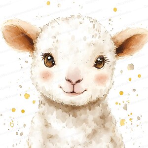 Watercolor Lamb Clipart Set: Baby Shower & Nursery Art (JPG Download) image 7