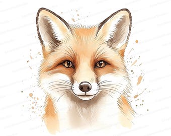 Watercolor Fox Clipart Set: Forest Animal Illustration (Digital Download JPG)