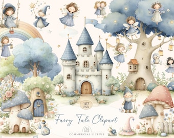 107 Fairy Tale Castle Clipart | Watercolor Fairies, Magic Forest, Fantasy PNG