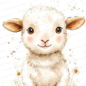 Watercolor Lamb Clipart Set: Baby Shower & Nursery Art (JPG Download) image 8