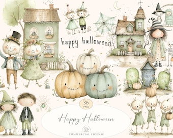 36 Cute Halloween Clipart | Pumpkins, Haunted Houses, Skeletons PNG
