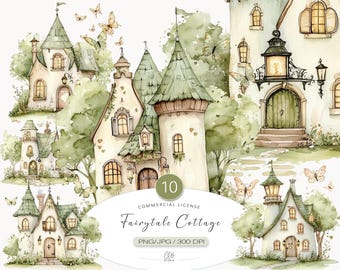 Fairytale Cottage Clipart: Magical Storybook Houses (Digital Download)