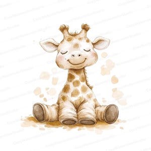 10 schattige babygiraf clipartset - aquarel jungle dieren digitale download voor kinderdagverblijf en baby shower uitnodigingen JPG