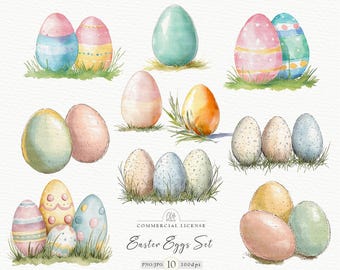 Watercolor Easter Egg Clipart: Pastel Spring Illustrations (PNG & JPG)