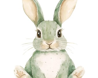Watercolor Bunny Clipart: Easter Rabbit Illustration (JPG Download)