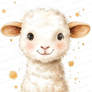 Watercolor Lamb Clipart Set: Baby Shower & Nursery Art (JPG Download) image 10