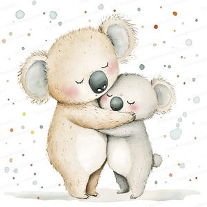 10 aquarel koala clipartset - schattige babydieren in pasteltinten - digitale download, kinderkamer prints, kinderkamer decor JPG