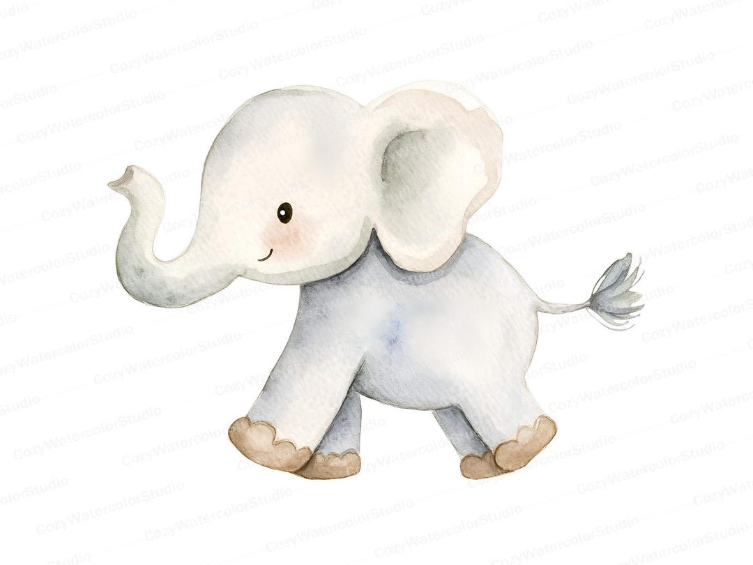Baby Elephant Watercolor Clipart: Nursery Decor (JPG) - Etsy